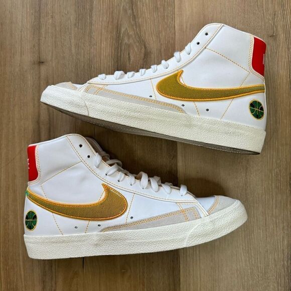 Nike Blazer Mid 77 Raygun Sneaker Men’s Size 9.5 White Green Yellow - Picture 1 of 11